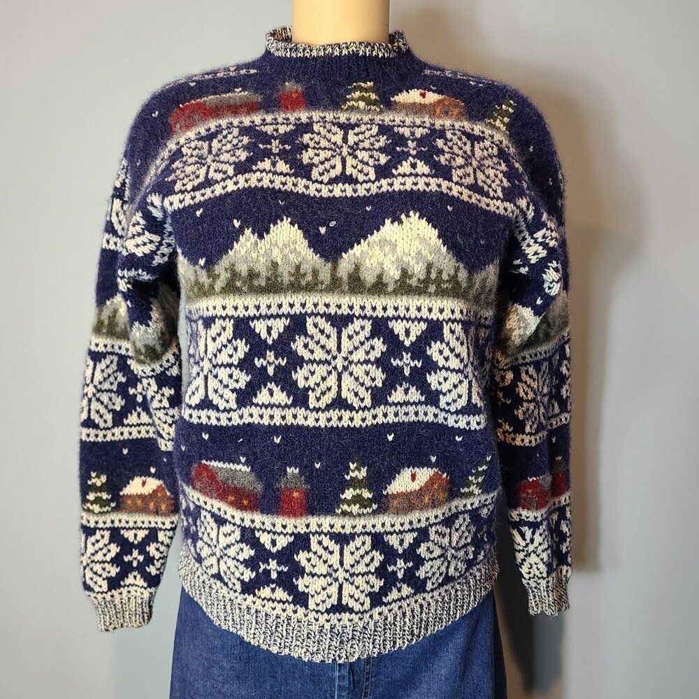 Woolrich Navy Multicolor Fair Isle Crewneck Sweater